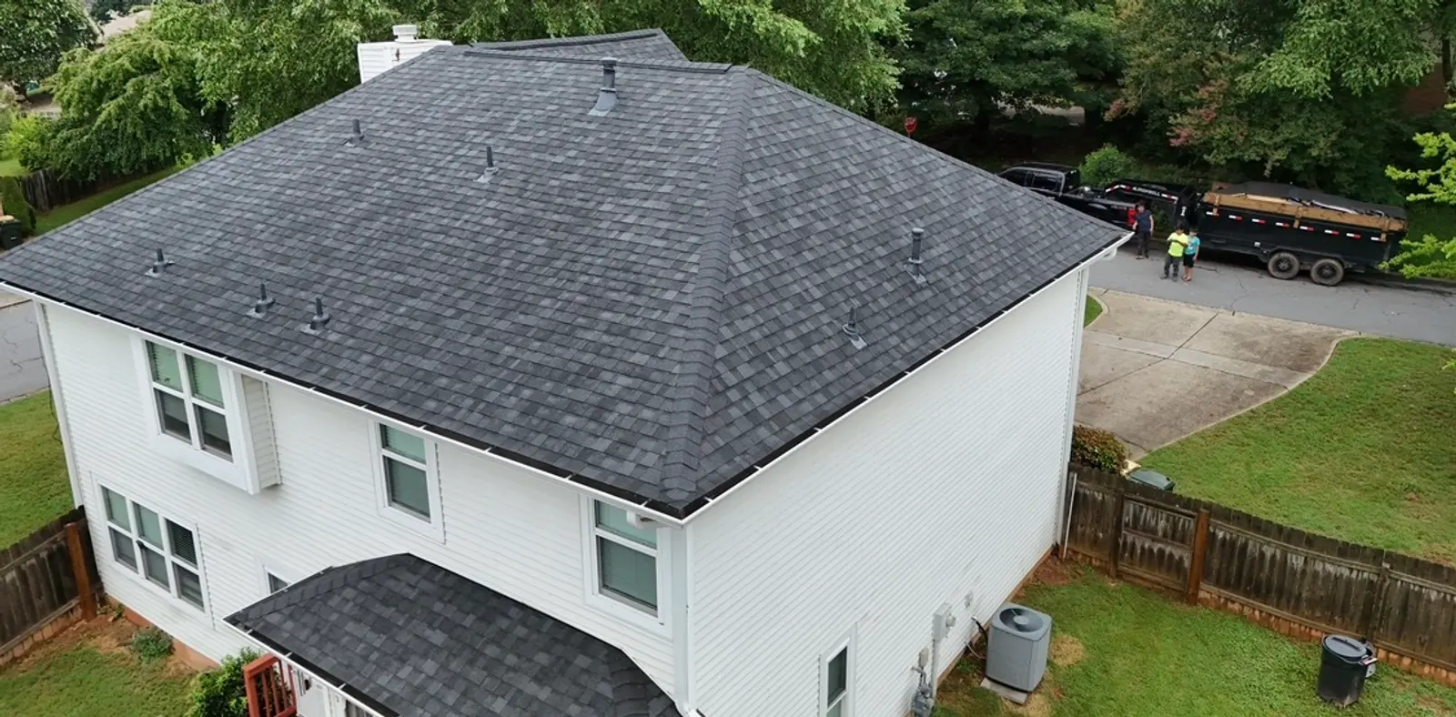 Aerial view of residential roofs in Delaware